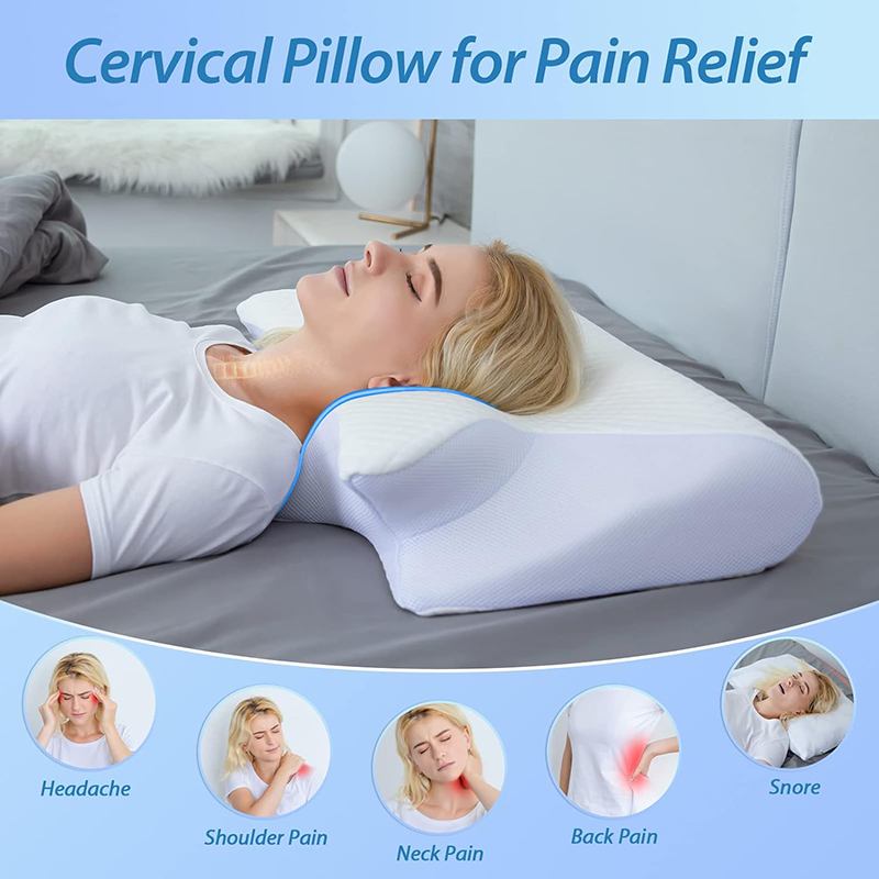 Memory Foam Orthopedic Pillow Neck Pain - 新しいメモリーフォーム頸椎枕 2 in 1 人間工学に基づいた整形外科用枕 首の痛み用