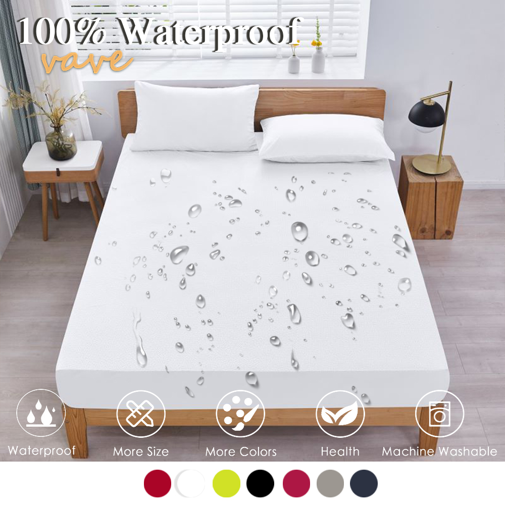 Waterproof Mattress Protector Breathable - フィットベッド100% 防水,伸縮性バンド付き滑り止めマットレスカバー,シングルおよびダブル保護,180 200
