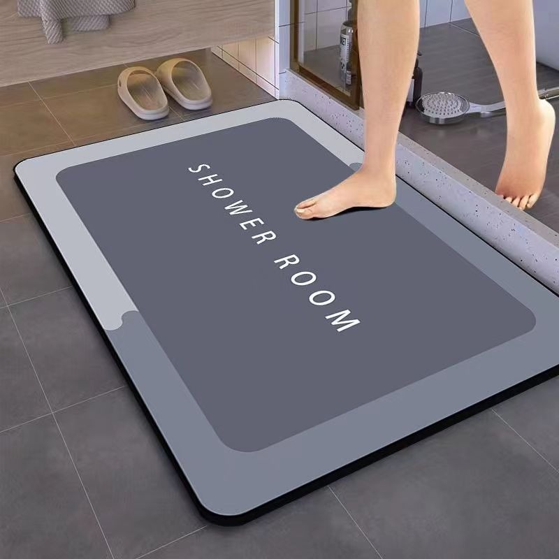Quick Dry Diatomite Bath Mat - 珪藻土バスマット滑り止め吸水フロアマット速乾フットカーペットシャワーランドリートイレ寝室キッチン玄関マット1枚