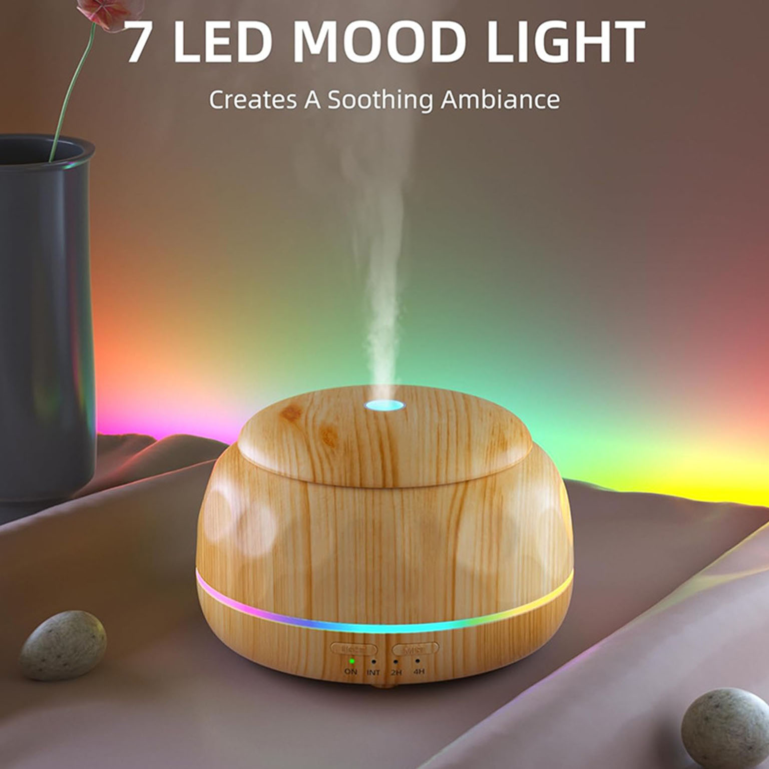 Lighting - エッセンシャルオイルディフューザー空気加湿器ルーム用アロママシン、リモートタイマー超音波アオマイザーUSB LEDムードライト300ML
