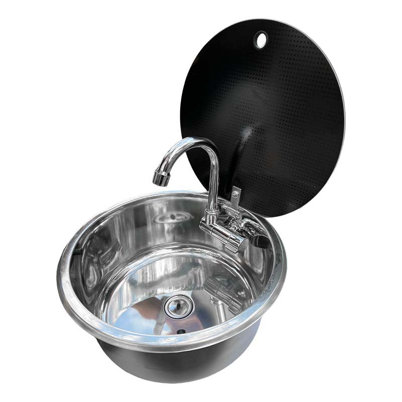 RV用円形シンク 蓋付き キッチン折りたたみ式フリップカバー - Kitchen のレビューと価格
