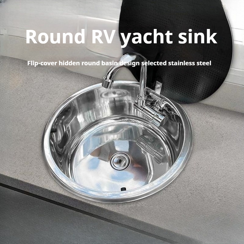 RV用円形シンク 蓋付き キッチン折りたたみ式フリップカバー - Kitchen のレビューと価格