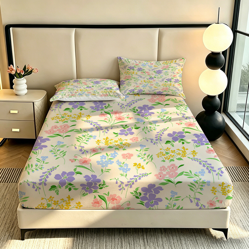 カラフルな花柄のフィットシーツ3点セット、伸縮性のある深いポ - Fitted Bed Sheets Deep Pocket のレビューと価格
