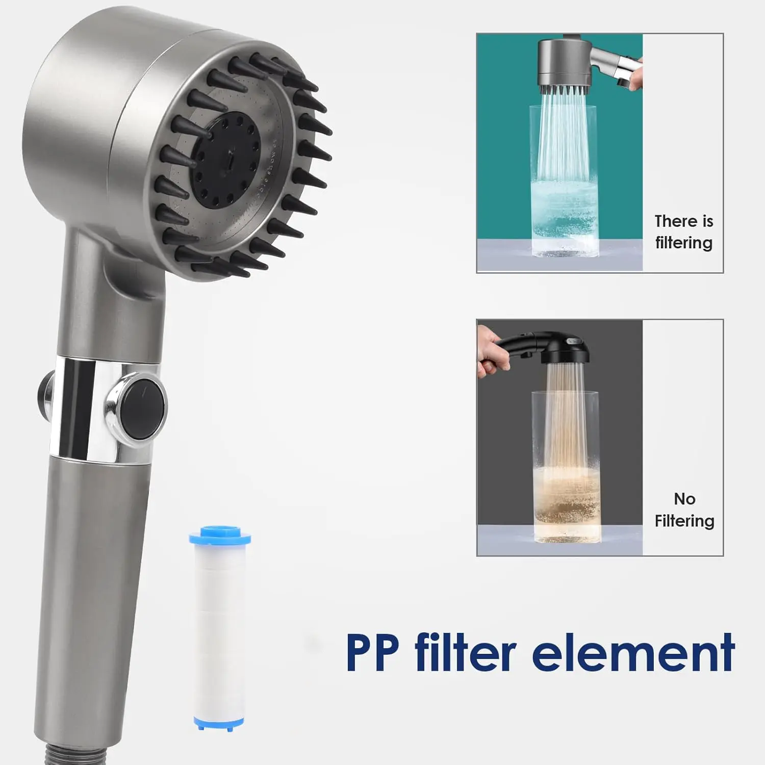 高圧フィルター内蔵のハンディシャワーヘッド。イオン機能付き、 - High Pressure Shower Head Handheld のレビューと価格