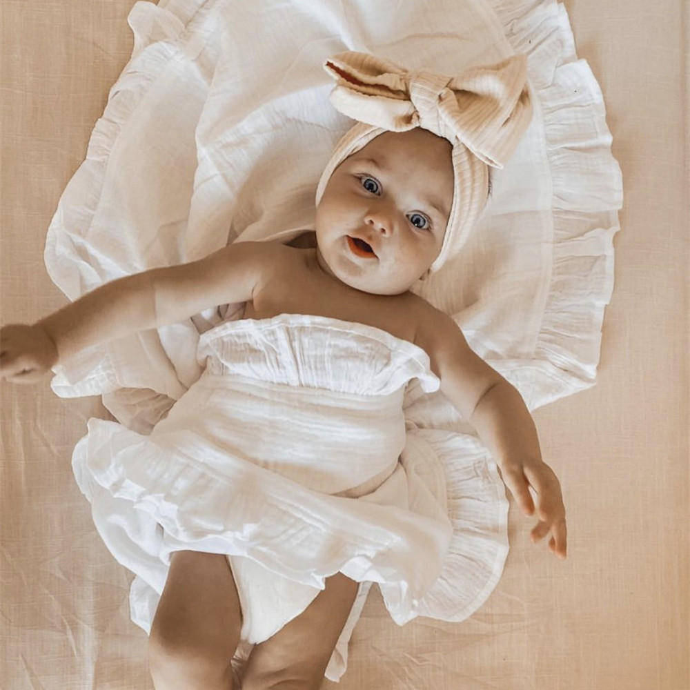 インフリルモスリンベビーおくるみブランケット新生児寝具オーガ - Muslin Cotton Bedspread のレビューと価格